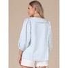 INSPIRE CHIC Women's Button Down Striped Dressy Casual Turndown Collar 3/4 Puff Sleeve Babydoll - 3 of 4
