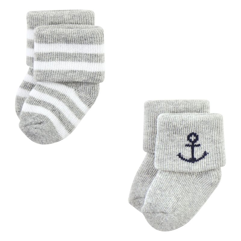 Hudson Baby Infant Boy Cotton Rich Newborn and Terry Socks, Mint Whale, 4 of 7