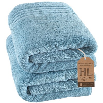 Hawmam Linen Jumbo Large Bath Sheets Towels 2-Pack 35 x 70 Inches Soft and Absorbent, Premium Quality 100% Cotton Towels