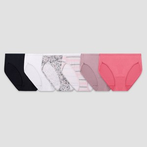 Fruit of the Loom Women's 6pk Hi-Cut Underwear - Black/White/Pink - 1 of 4