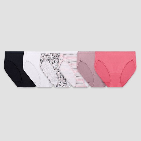 Fruit Of The Loom Women's 6pk Hi-cut Underwear - Black/white/pink : Target