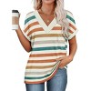 Womens Summer Tops V Neck Outfits Clothes Short Dolman Sleeve Blouses 2025 Fashion Shirts - 3 of 4