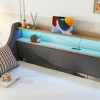 Twin Size Daybed with Storage Drawers, Upholstered Daybed with Charging Station and LED Lights, Twin Size PU Leather Daybed Sofa Bed, Gray Linen - 3 of 4