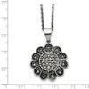 Black Bow Jewelry Marcasite Flower Necklace in Antiqued Stainless Steel, 20 Inch - 2 of 4