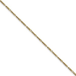 Black Bow Jewelry 1.25mm 10k Yellow Gold Flat Figaro Chain Necklace - 1 of 4