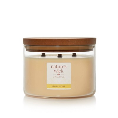 Lidded Glass Jar Crackling Wooden Wick Lemon Vetiver Candle - Nature's Wick