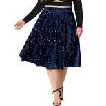 Agnes Orinda Women's Plus Size Outfits Velvet A Line Knee Length Star Flare Skirt