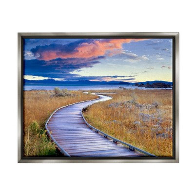 Stupell Industries Coastal Boardwalk Sunset Framed Floater Canvas Wall Art