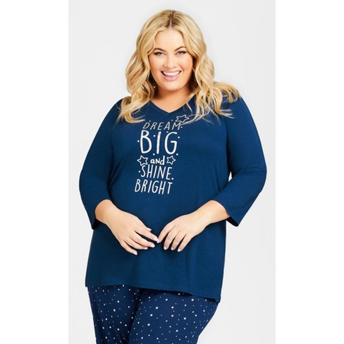 Avenue  Women's Plus Size Dream Big Sleep Top - Navy - 34 : Target