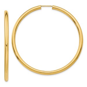 Black Bow Jewelry 3mm x 55mm 14k Yellow Gold Polished Endless Tube Hoop Earrings - 1 of 4