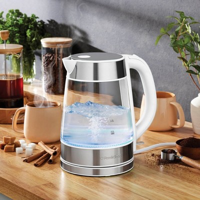 Speed-Boil 1.7L White Glass Electric Kettle with Cool Touch Handle