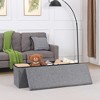 VECELO Folding Storage Ottoman Bench, End of Bed Linen Fabric Foot Rest Stool with Padded Seat, Large Footstool for Bedroom or Living Room - 4 of 4