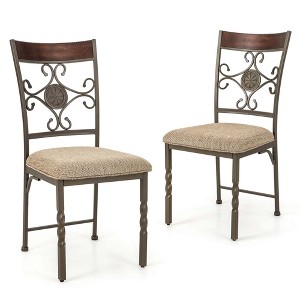 Costway Set of 2/4 Dining Room Chairs Armless Kitchen Chairs Set with Seat Cushion - 1 of 4
