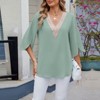Coolmee Women Blouses Dressy Casual 3/4 Sleeve Tops Business Work Chiffon Office V Neck Shirts Loose - 3 of 4