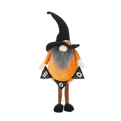 FURNIinspire Decorative Objects Holiday Decorations, Fabric Standing Orange Gnome With Big Nose, Wizard Hat For Party, Orange, 4.3"*6.3"*16"