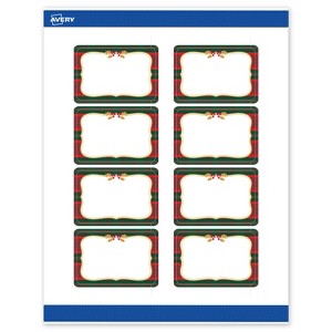 Avery Labels, 2" x 3", Gold-Red-Green Plaid, Matte, 80ct - 1 of 4