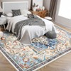 Faux Wool Vintage Floral Printed Area Rug Machine Washable Stain Resistant Non Shedding Floor Rug for Living Room Bedroom - 3 of 4