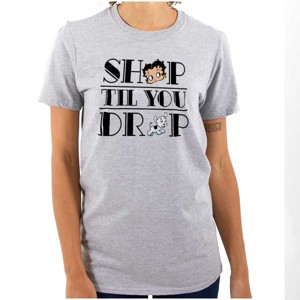 Betty Boop Shop till You Drop Funny Womens Graphic T Shirt Tees Brisco Brands - 1 of 2