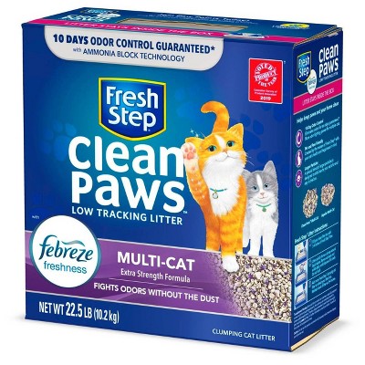 Fresh Step Clean Paws Multi-Cat with the Power of Febreze Scented Clumping Cat Litter - 22.5lbs