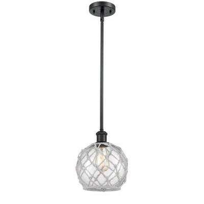 Farmhouse Rope - 1 Light Stem Hung Mini Pendant In Industrial Style-10 Inches Tall and 8 Inches Wide