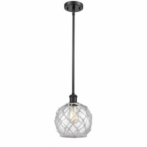 Farmhouse Rope - 1 Light Stem Hung Mini Pendant In Industrial Style-10 Inches Tall and 8 Inches Wide - 1 of 1