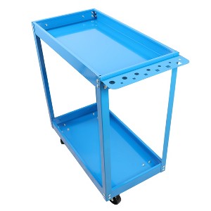 Vynxaria Two-Layer Utility Storage Shelves - Heavy Duty Rolling Tool Cart with Lockable Wheels, Bright Blue, 400 LBS Capacity - 1 of 4