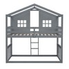 Twin Over Twin House Bunk Bed With Ladder, Wood Bed-White - 3 of 4