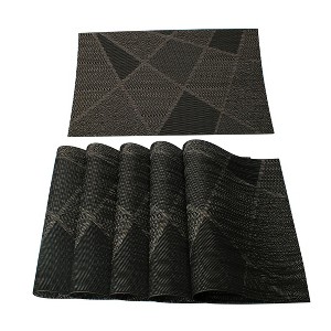 PiccoCasa   PVC Washable Heat-resistant Cross Woven PVC Non-slip Placemat Black 18" x 12" 6 Pcs - 1 of 4