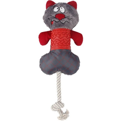Pet Life All-in-fun Nylon And Rope Squeaking Rubber Rope And Plush Dog ...