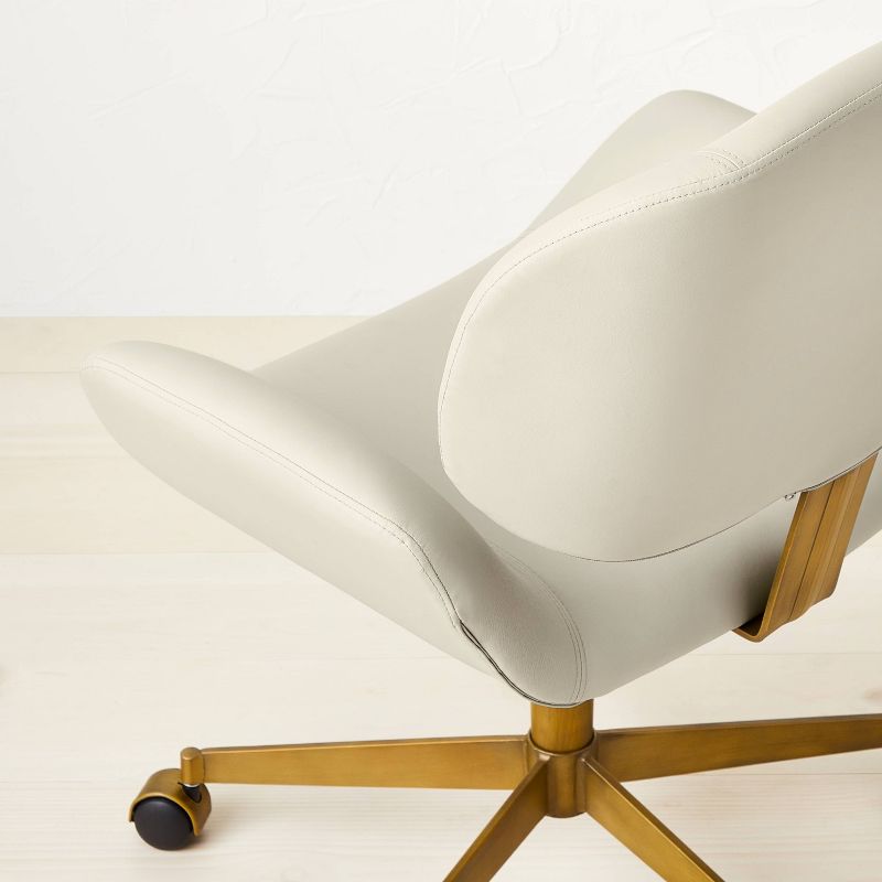 Mahonia Faux Leather Office Chair Cream/Aged Brass - Opalhouse&#8482; designed with Jungalow&#8482;, 6 of 11