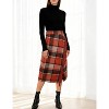 Women's Plaid Wool Midi Skirt - Fringed A-Line Wrap Style for Fall & Winter Orange - 3 of 4
