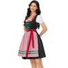Women's 3-Piece Vintage Dress Costume Black Dress with Red Trim White Square Neck Crop Top Pink Plaid Apron - 3 of 4