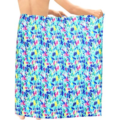 HAPPY BAY Men's Beach Summer Long Cover Up Vacation Lava Lava Sarong Hawaiian Beachwear Sarongs Samoan Swimwear For Men One Size Blue, Floral
