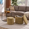 VYNXARIA Multi-Functional Ottoman Set: Ottoman & Table Combo with Drum Stool and Storage - Dark yellow - 3 of 4