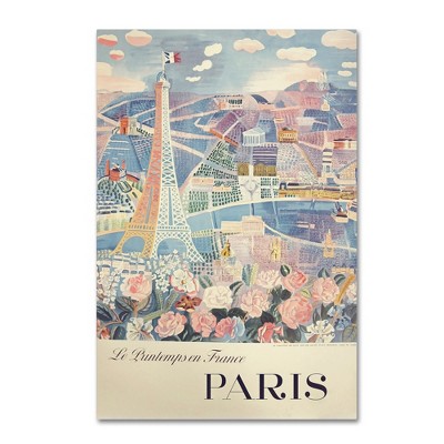 Vintage Paris Springtime Eiffel Tower Canvas Art