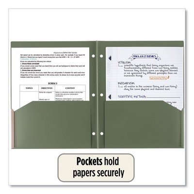 Recycled Plastic Two-Pocket Folder with 3 Holes, Assorted Colors