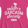 Girls' - Peanuts - Snoopy Sarcasm Society Fit & Flair Cap Sleeve Dress - 2 of 4