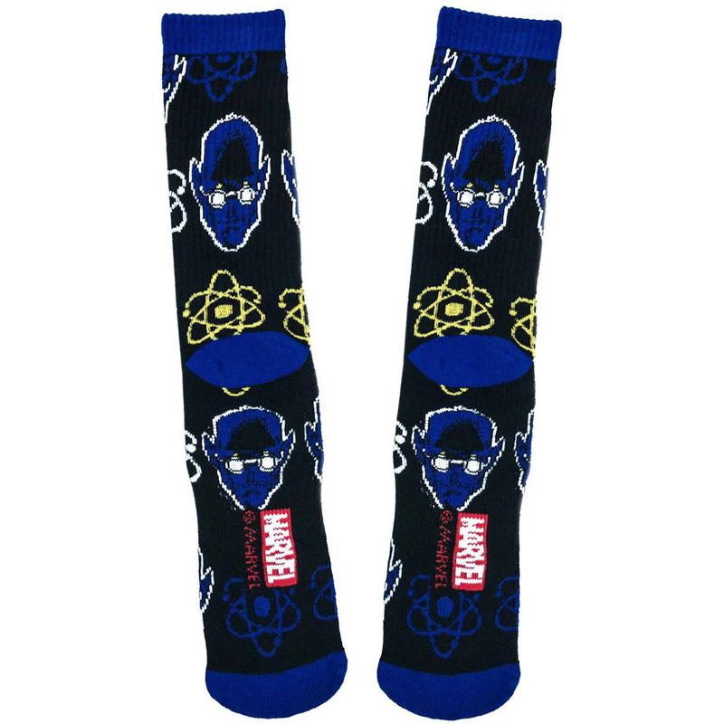 Marvel Comics X-Men Blue Beast Fusion Symbol Crew Socks Black, 2 of 4