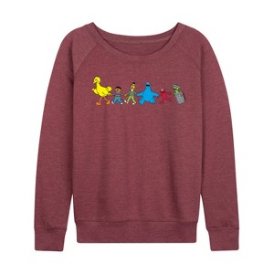 Women's - Sesame Street - SS Group Lightweight French Terry Wide Neck Long Sleeve Graphic Shirt - 1 of 4