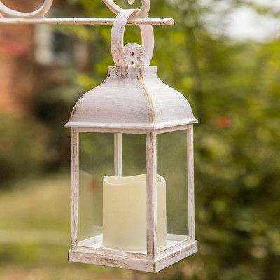 Winter Elegance Glass Tabletop Lantern with LED Candle - Set of 2