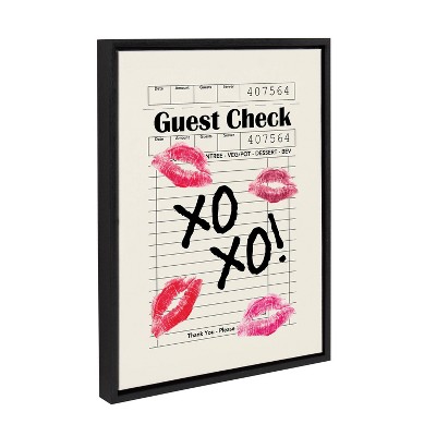 Kate & Laurel All Things Decor 18"x24" XOXO Kisses Guest Check Framed Canvas by Alli Standefer Black