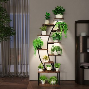 Vynxaria 8-Layer Plant Stand with Grow Lights: S-Shaped Indoor Shelf, Full-Spectrum Timed Lights for Plants & Display - 1 of 4
