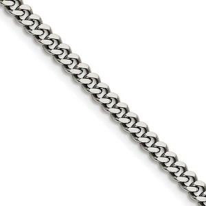 Black Bow Jewelry 4mm Stainless Steel Heavy Flat Curb Chain Necklace - 1 of 4