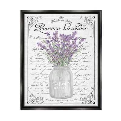 Stupell Industries Lavender Sprigs Bouquet Framed Floater Canvas Wall Art