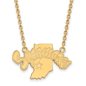 Black Bow Jewelry 10k Yellow Gold Indiana State Sycamores NCAA Necklace 18 Inch - 1 of 4