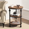 Garvee Round End Table with Storage Shelves, 3-Tier Round Side Table w/ Mental Support Legs, Rustic End Table Nighstand for Living Room Bedroom - 4 of 4