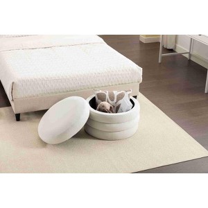 CAVINAS Storage Bench for Bedroom,Round Storage Ottoman Bench with Wooden Shelving for Living Room,Bedroom,Ivory/Black/White/Orange - 1 of 4