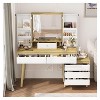 GustoWave Vanity Benches, Makeup Vanity Desk with LED Mirror, 3 Color Lighting Modes, Adjustable Brightness, 6 Storage Drawers, Dressing Table - 4 of 4