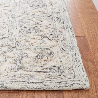 Ivory and Charcoal Hand Tufted Wool Area Rug 3' x 5'