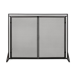 Angel Sar Modern Fireplace Screen with Access Doors, 40''W Iron Fire Screen with Matte Finish for Indoor Fireplace Safety, Black - 1 of 4
